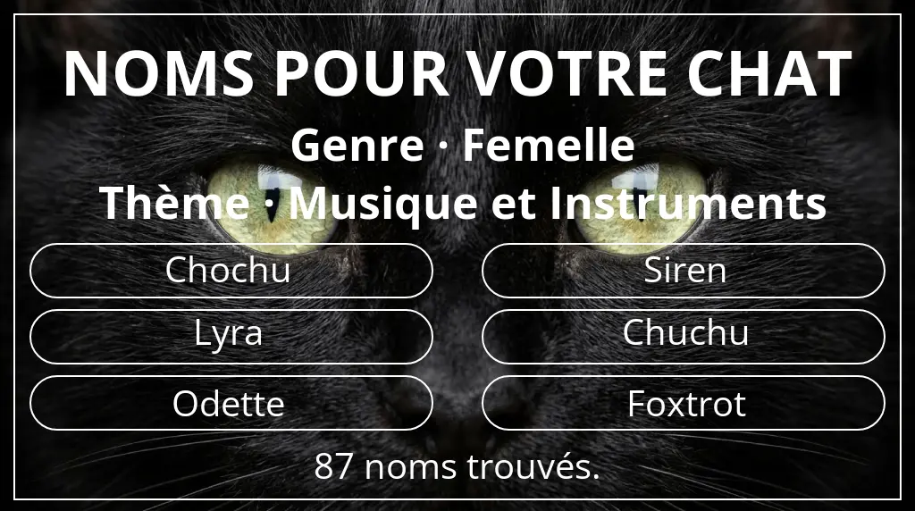 Noms félins basés sur genre femelle et thème musique et instruments