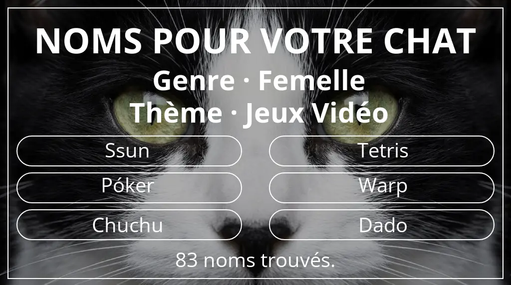 Noms félins basés sur genre femelle et thème jeux vidéo
