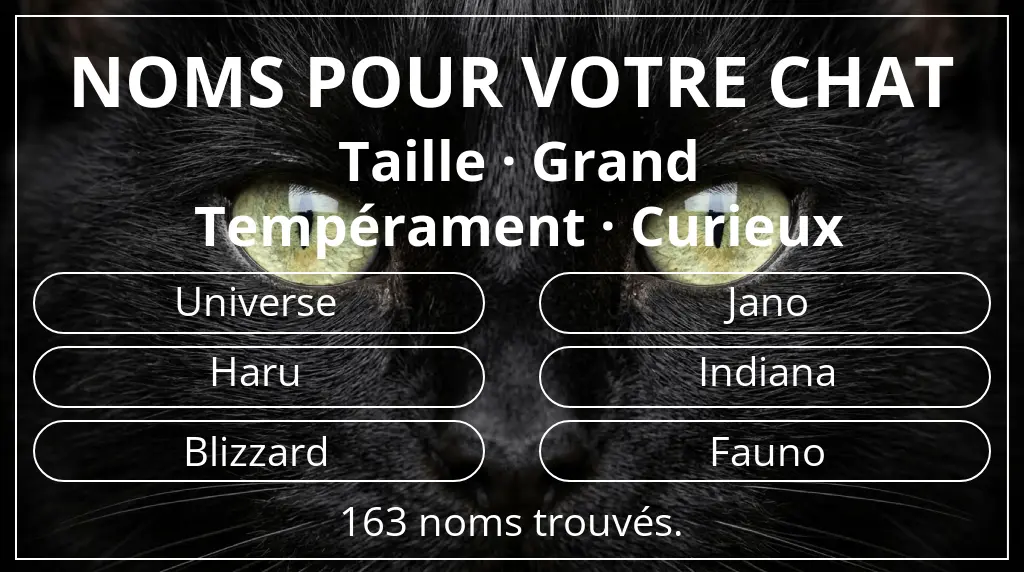 Noms félins basés sur taille grand et tempérament curieux