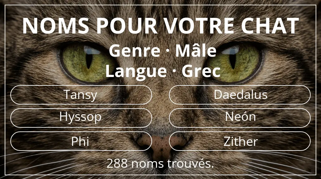 Noms félins en lien avec genre mâle et langue grec
