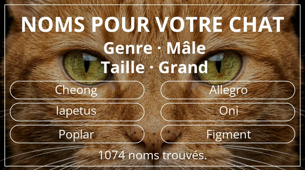 Noms félins inspirés de genre mâle et taille grand