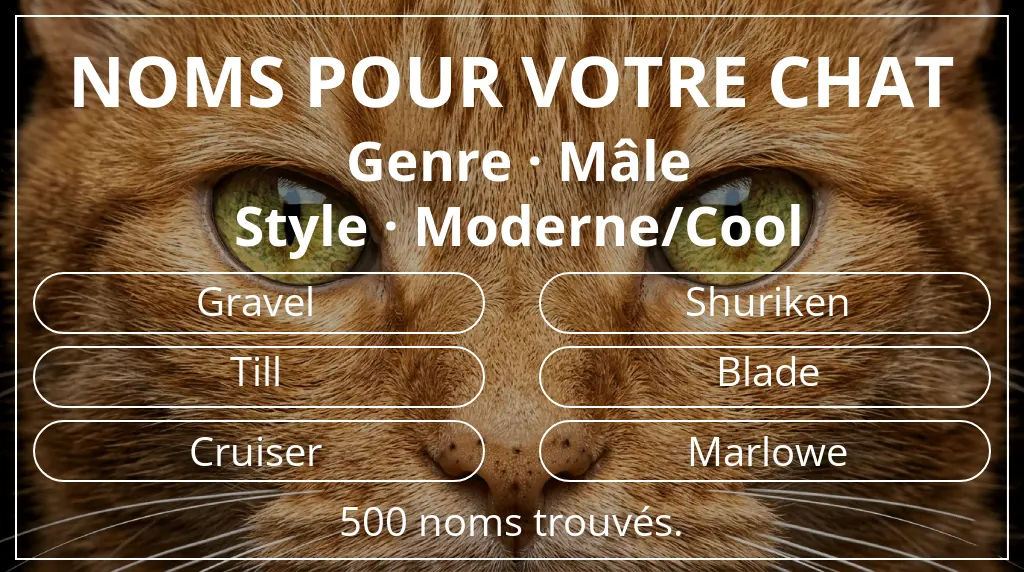 Noms félins basés sur genre mâle et style moderne/cool
