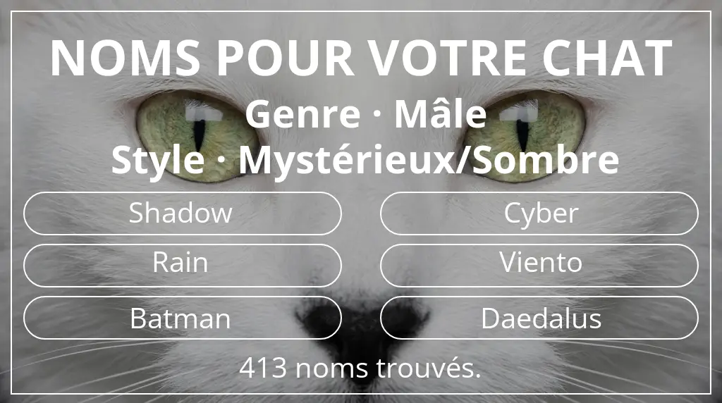 Noms félins basés sur genre mâle et style mystérieux/sombre
