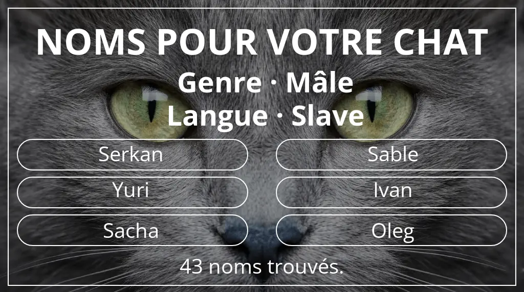 Noms félins basés sur genre mâle et langue slave