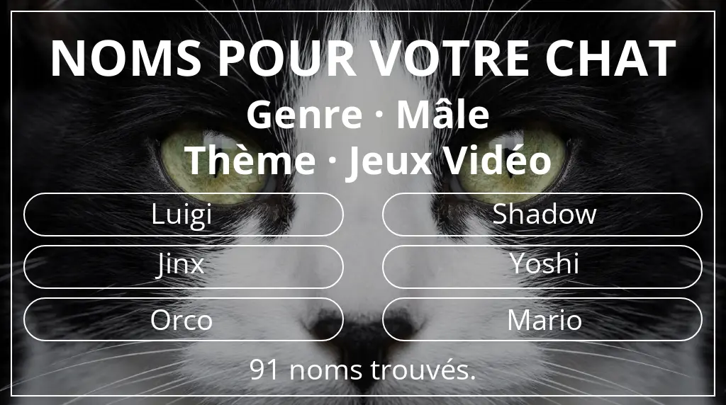 Noms pour chats basés sur genre mâle et thème jeux vidéo