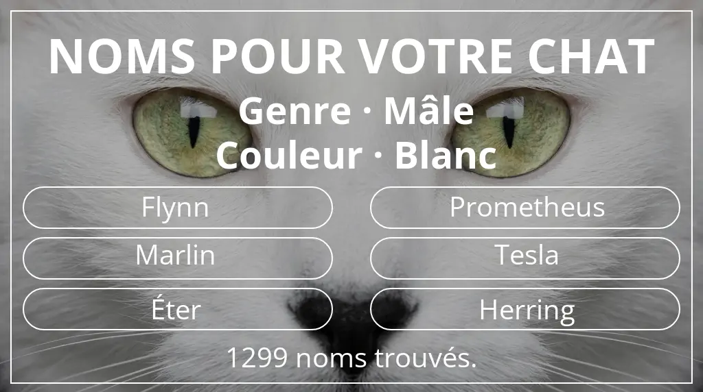 Noms félins en lien avec genre mâle et couleur blanc