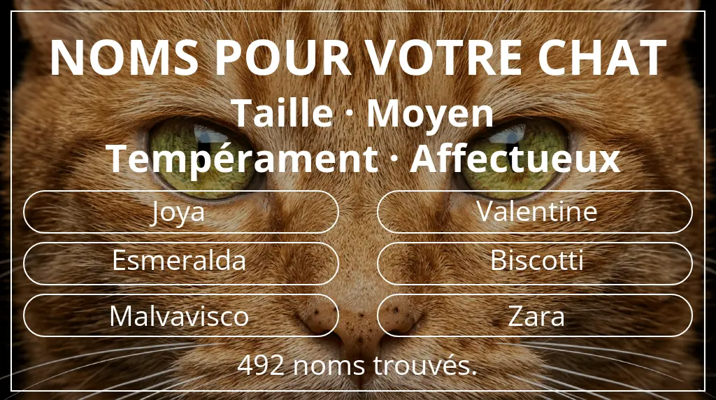 Noms pour chats inspirés de taille moyen et tempérament affectueux