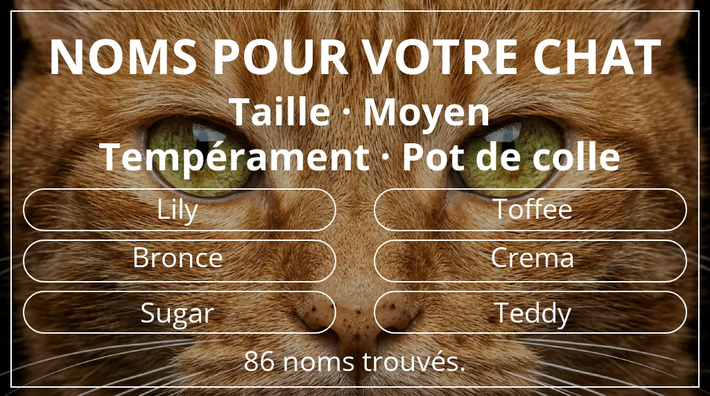 Noms de chats inspirés de taille moyen et tempérament pot de colle
