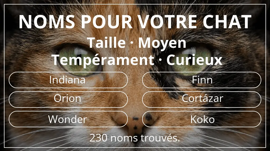 Noms de chats basés sur taille moyen et tempérament curieux