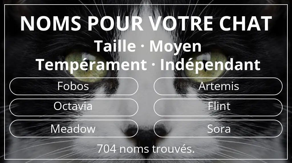 Noms de chats inspirés de taille moyen et tempérament indépendant