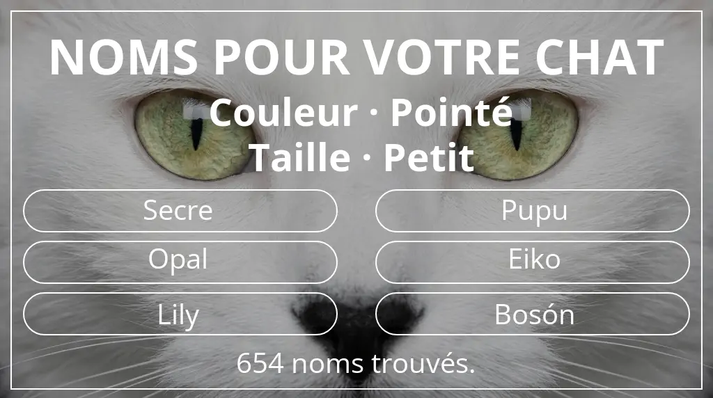Noms félins basés sur couleur pointé et taille petit