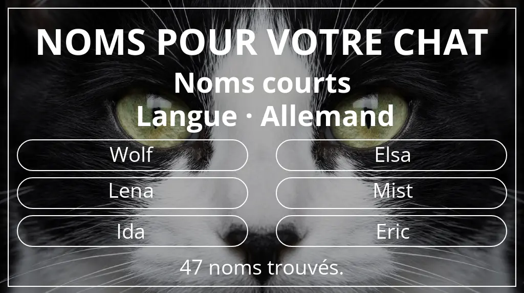Noms de chats basés sur longueur du nom court (2 à 4) et langue allemand