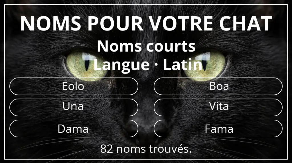 Noms de chats basés sur longueur du nom court (2 à 4) et langue latin
