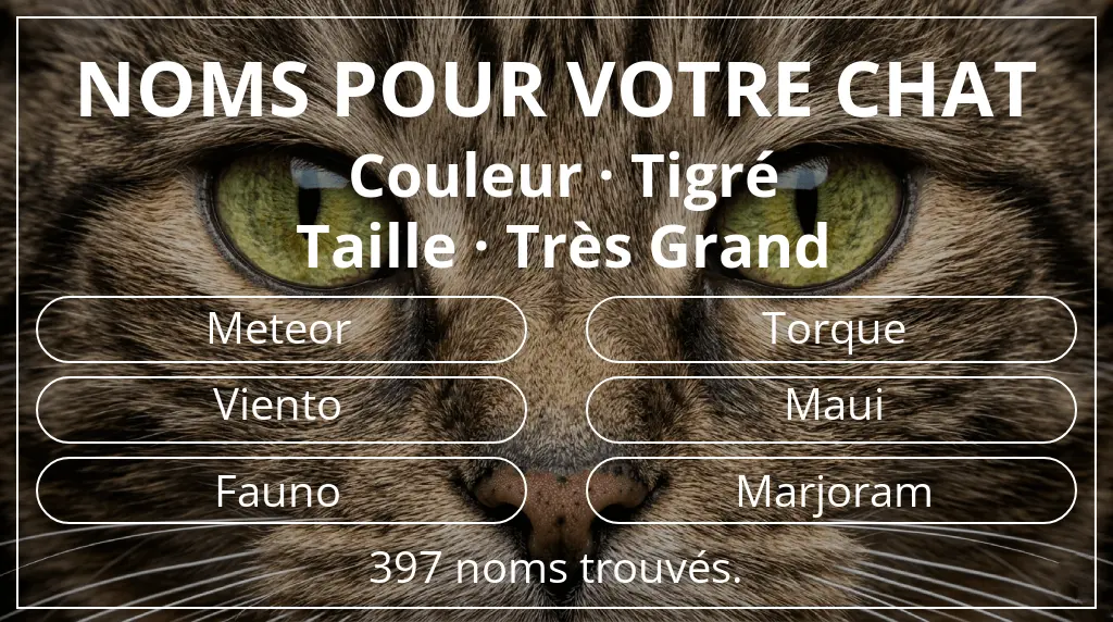 Noms félins basés sur couleur tigré et taille très grand
