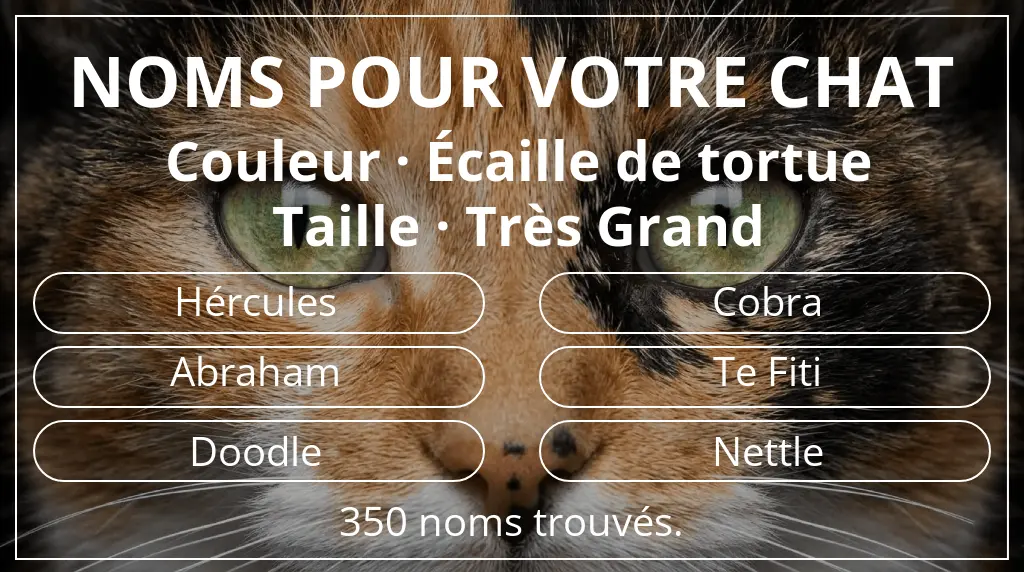 Noms pour chats inspirés de couleur écaille de tortue et taille très grand