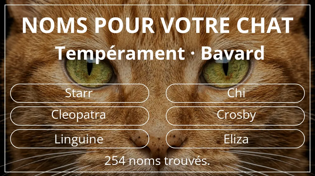 Noms félins basés sur tempérament bavard