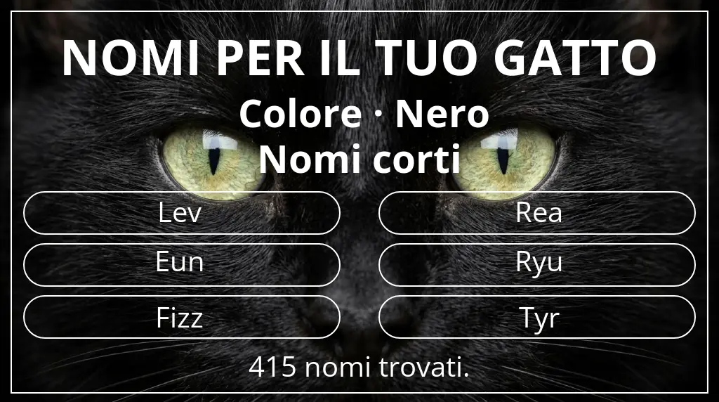 Nomi per il tuo gatto legati a colore nero e lunghezza del nome breve (2–4)