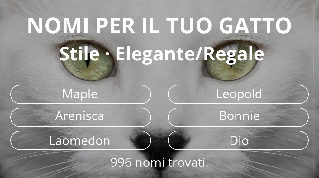 Nomi felini ispirati a stile elegante/regale