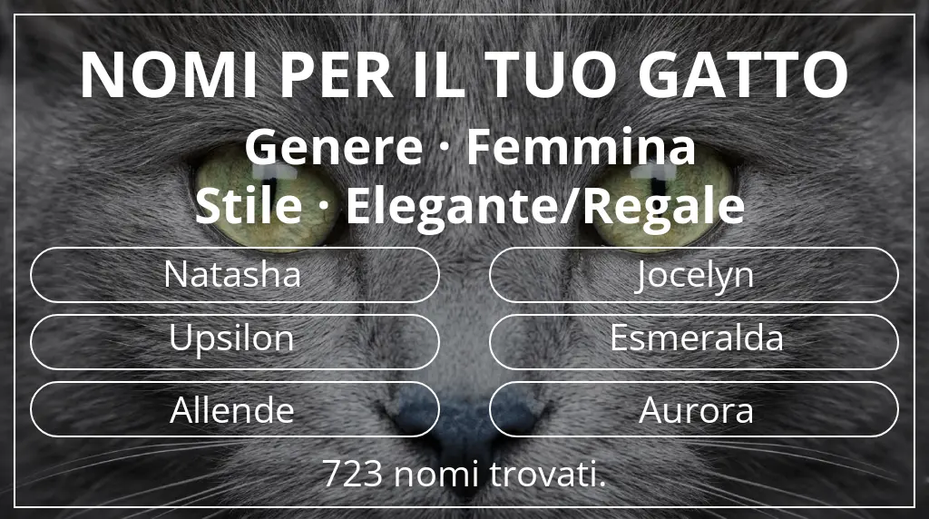 Nomi felini ispirati a genere femmina e stile elegante/regale