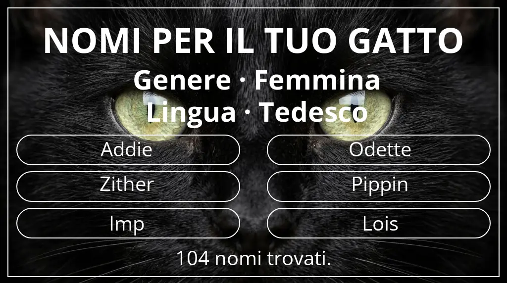 Nomi per gatti legati a genere femmina e lingua tedesco