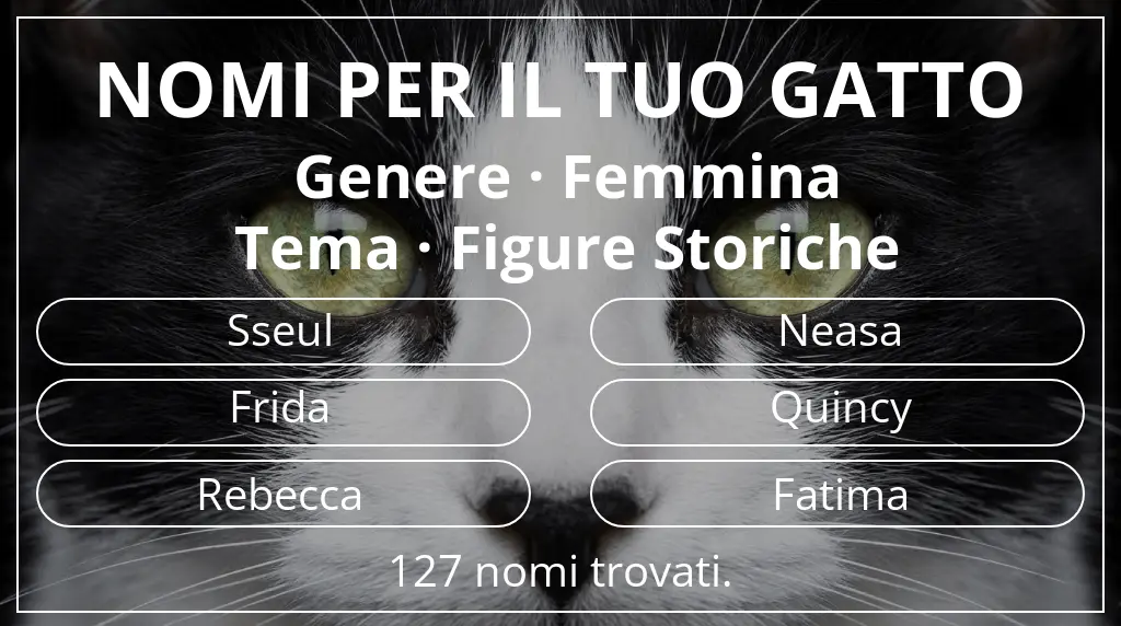 Nomi per gatti basati su genere femmina e tema figure storiche