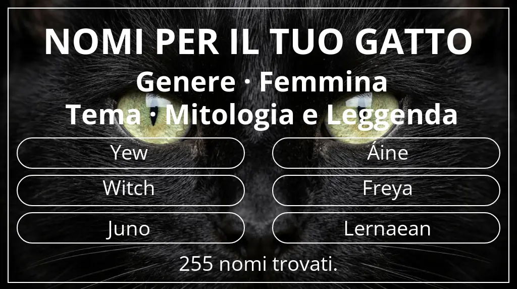 Nomi felini basati su genere femmina e tema mitologia e leggenda