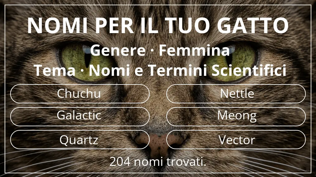 Nomi felini basati su genere femmina e tema nomi e termini scientifici