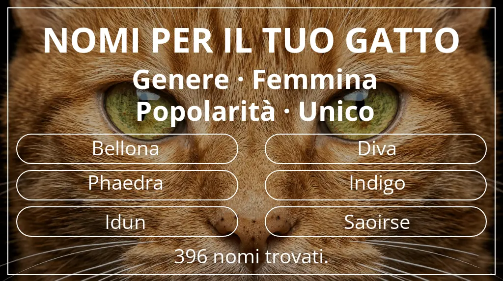 Nomi per gatti basati su genere femmina e popolarità unico