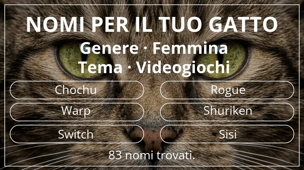 Nomi per il tuo gatto basati su genere femmina e tema videogiochi