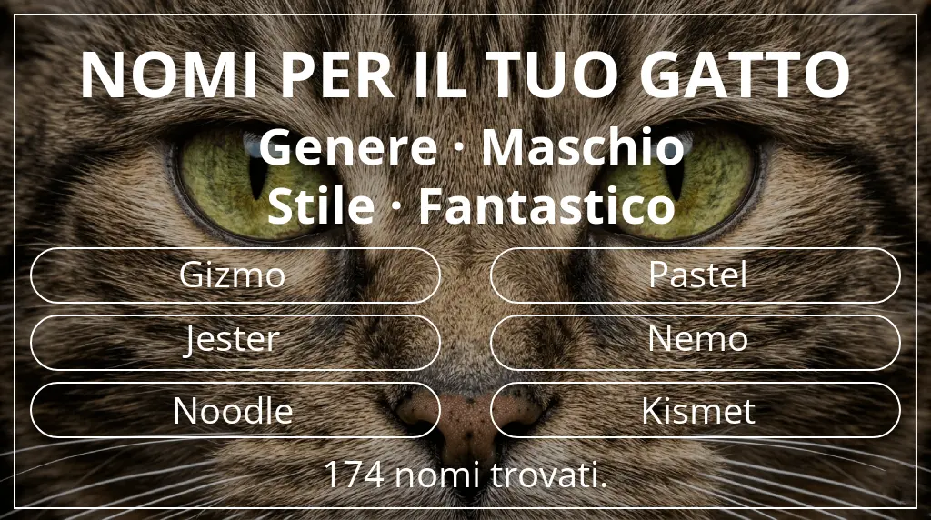Nomi felini ispirati a genere maschio e stile fantastico