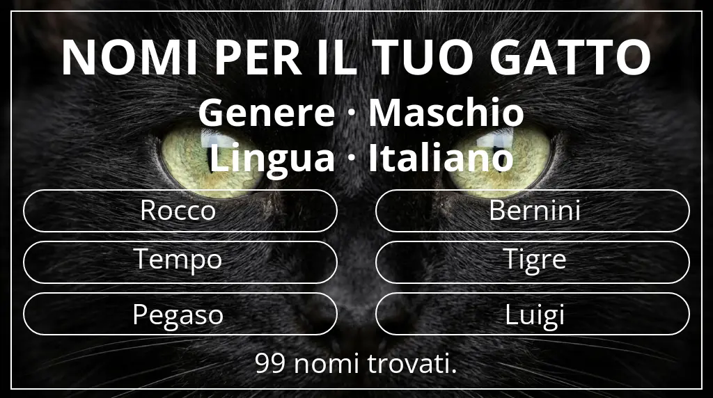 Nomi felini legati a genere maschio e lingua italiano