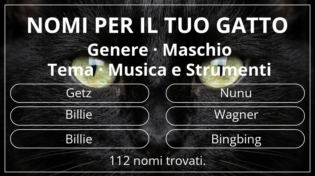 Nomi felini basati su genere maschio e tema musica e strumenti