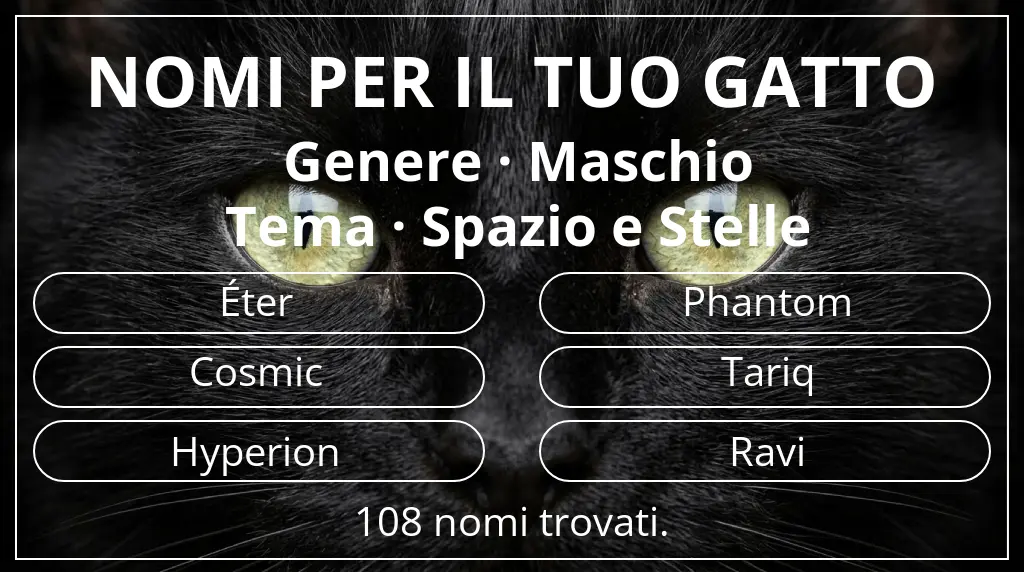 Nomi per gatti legati a genere maschio e tema spazio e stelle