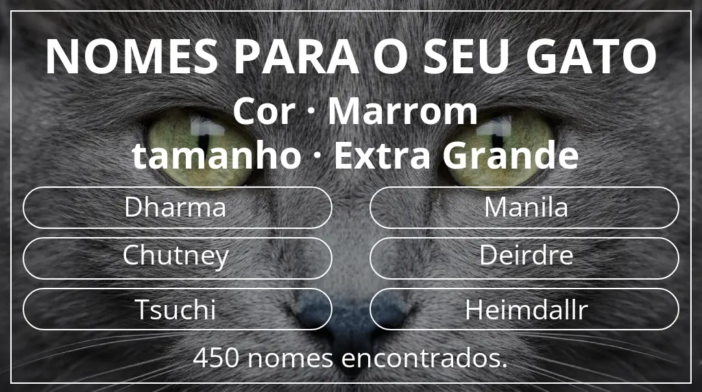 Nomes para gatos com inspiração em cor marrom e tamanho extra grande