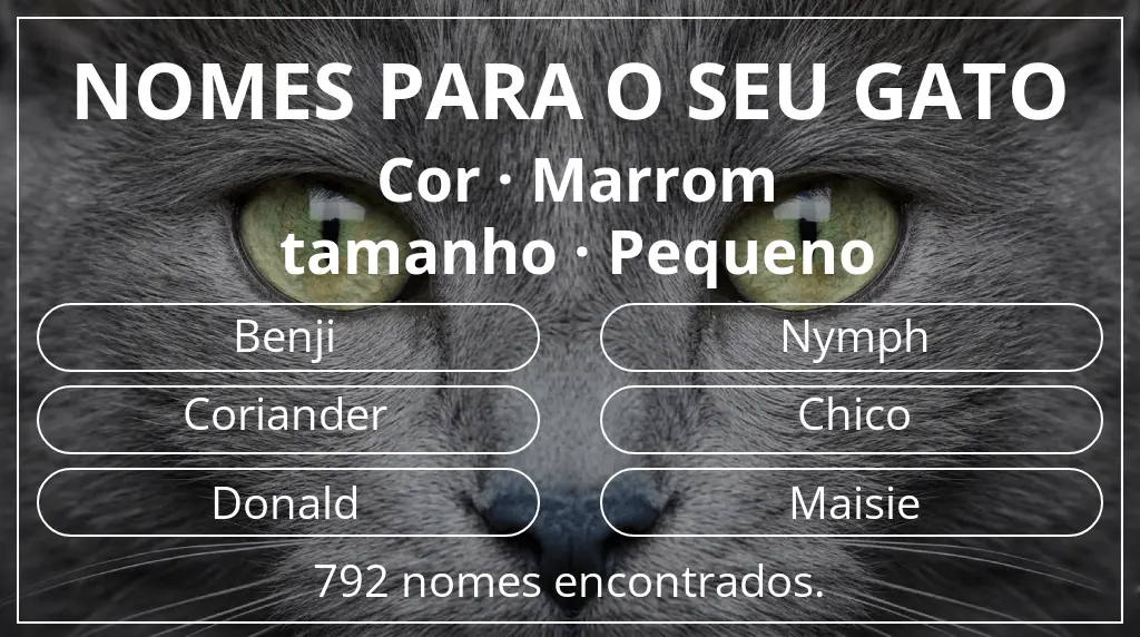 Nomes para gatos relacionados com cor marrom e tamanho pequeno