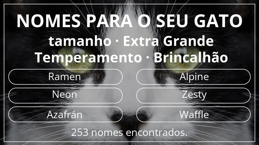 Nomes felinos baseados em tamanho extra grande e temperamento brincalhão