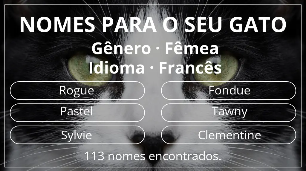Nomes felinos baseados em gênero fêmea e idioma francês