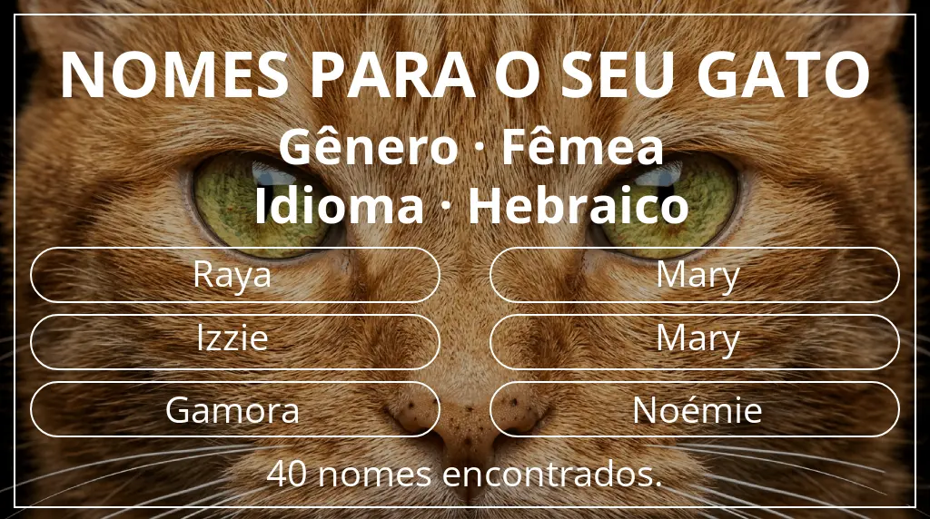 Nomes de gatos baseados em gênero fêmea e idioma hebraico