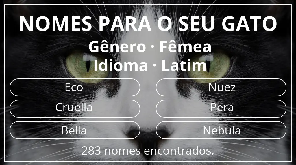 Nomes para gatos baseados em gênero fêmea e idioma latim