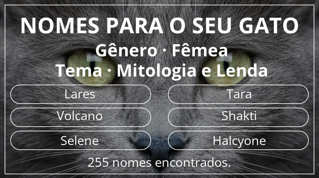 Nomes felinos baseados em gênero fêmea e tema mitologia e lenda