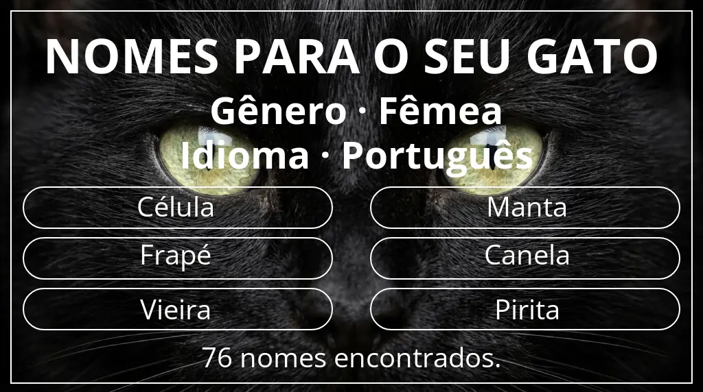 Nomes de gatos com inspiração em gênero fêmea e idioma português