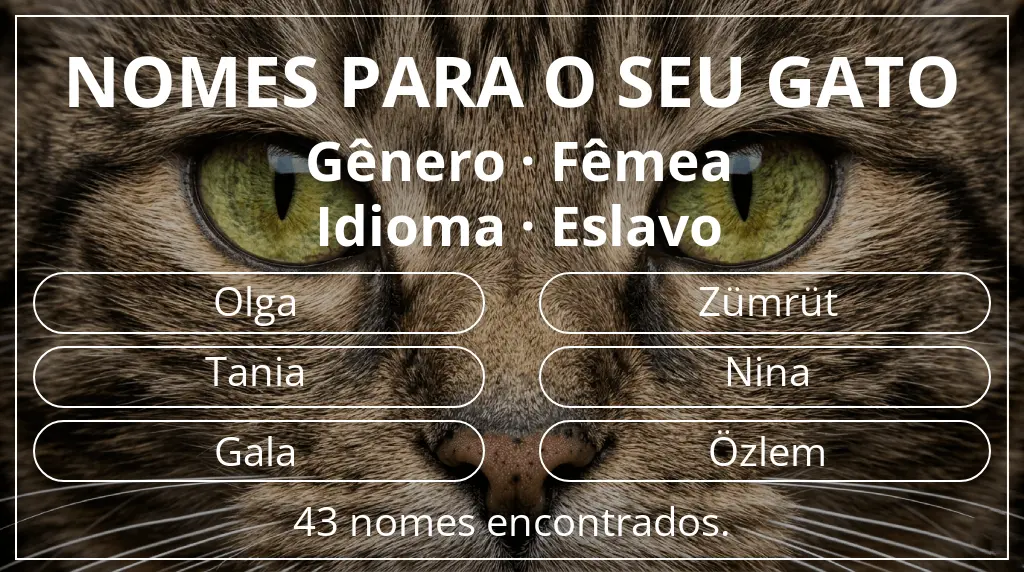 Nomes de gatos relacionados com gênero fêmea e idioma eslavo