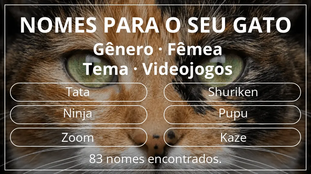 Nomes de gatos baseados em gênero fêmea e tema videojogos