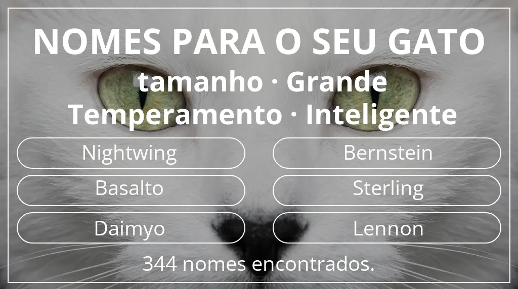 Nomes felinos com inspiração em tamanho grande e temperamento inteligente