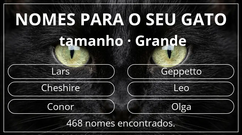 Nomes para gatos relacionados com tamanho grande