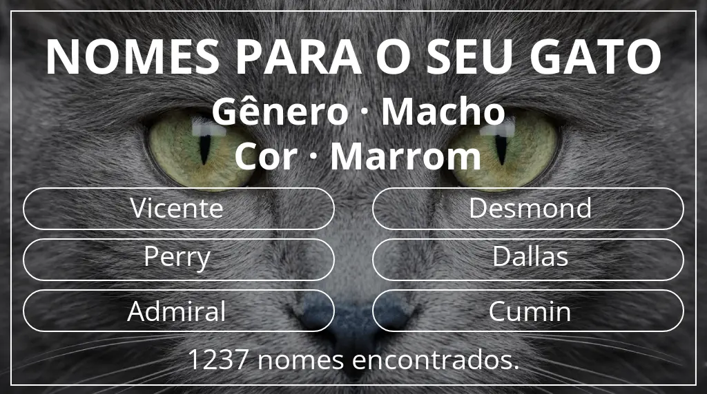Nomes para gatos com inspiração em gênero macho e cor marrom