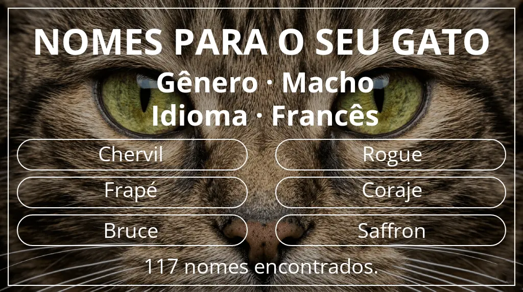 Nomes felinos baseados em gênero macho e idioma francês