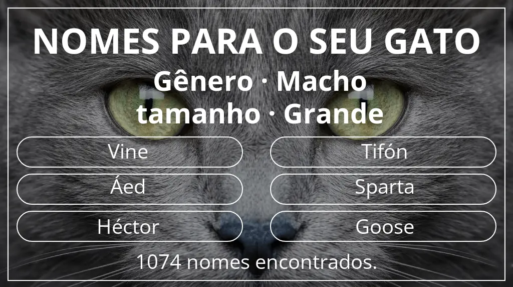 Nomes de gatos com inspiração em gênero macho e tamanho grande