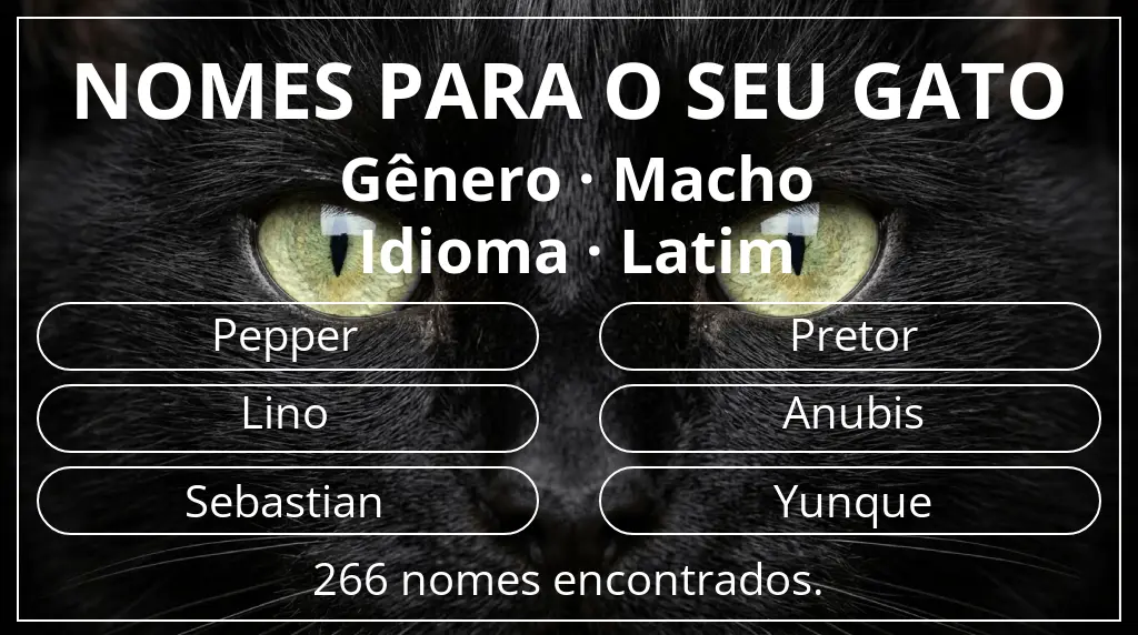 Nomes felinos relacionados com gênero macho e idioma latim