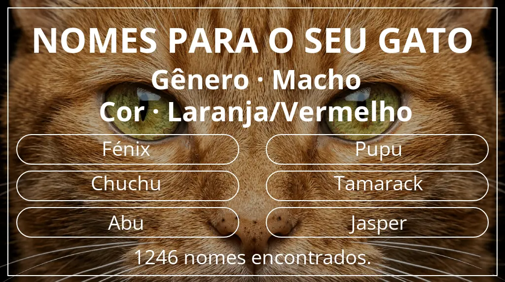 Nomes felinos baseados em gênero macho e cor laranja/vermelho